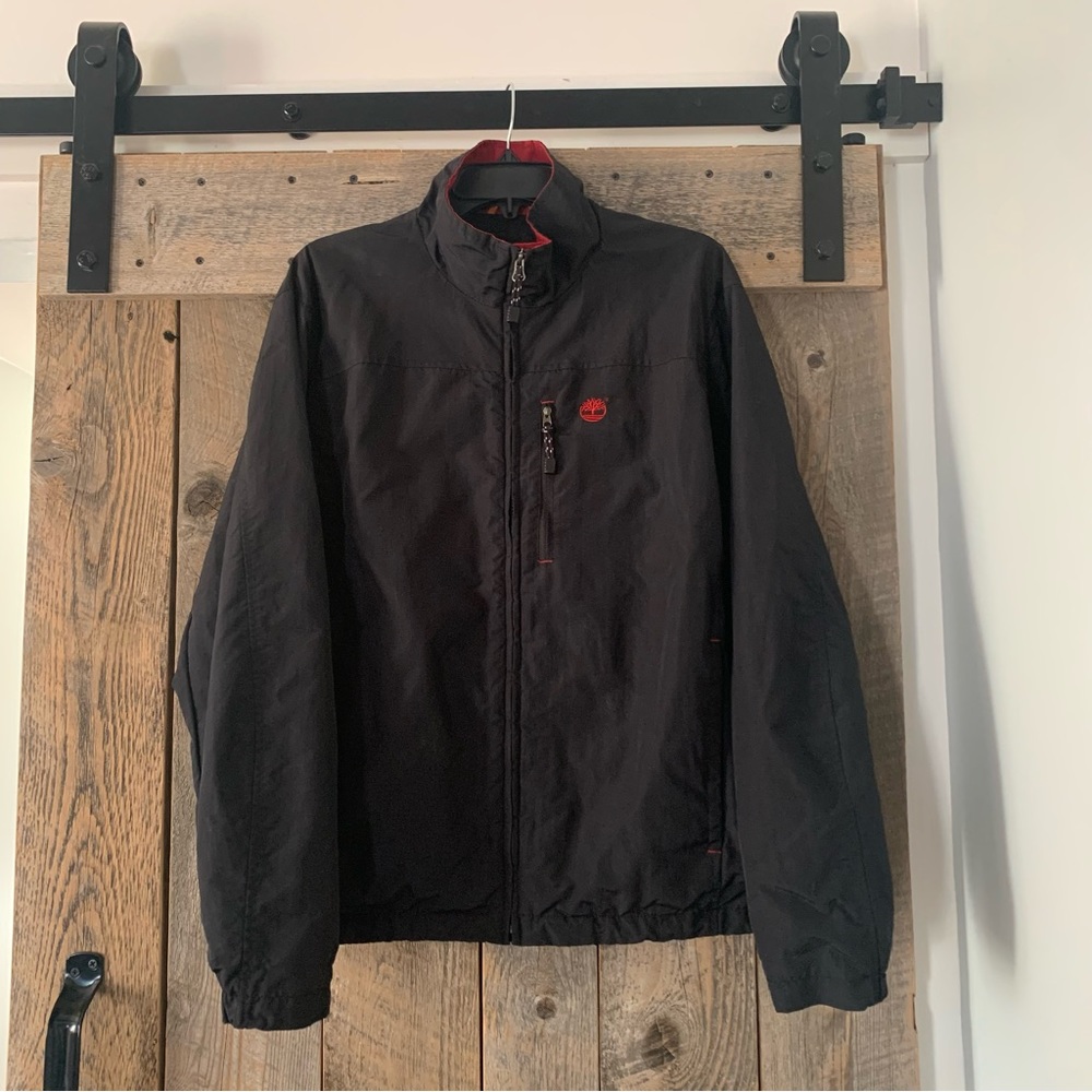 Men’s M Vintage 90’s TIMBERLAND WEATHERGEAR Black Heavy Nylon Lined Jacket EXC